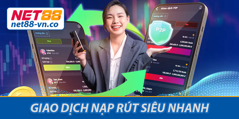 Giao dịch nạp rút tiền tại NET88 siêu nhanh